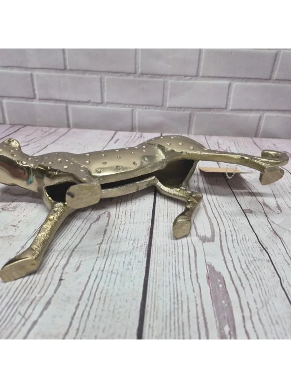 Brass Leopard 12” Figurine Animal Statue Table Office Home Decoration~India New‎